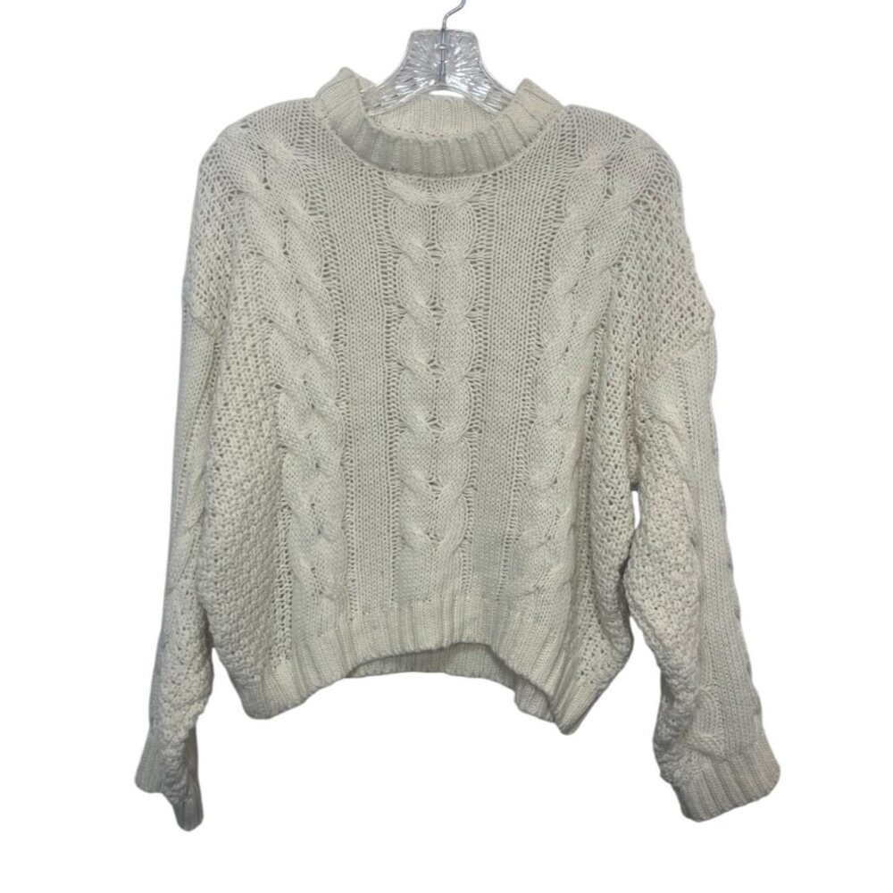 Ms Maggie Cable Knit Crewneck Sweater Womens XL‎ Cream New WOT